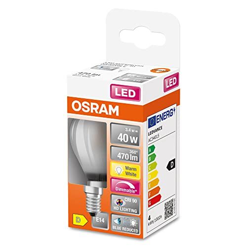 OSRAM Lamps OSRAM Superstar dimbare LED lamp met bijzonder hoge kleurweergave (CRI90), E14-basis matglas ,Warm wit (2700K), 470 Lumen, substituut voor 40W-verlichtingsmiddel dimbaar, 1-Pak