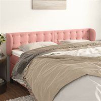 vidaXL Tête de Lit avec Oreilles Meuble de Chambre à Coucher Accessoire de Lit Double Tête de Cadre de Lit Rose 163x23x78/88 cm Velours