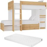 Vente-unique Stapelbed hout natuurlijk licht, wit 90 x 190 cm
