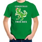Bellatio Decorations Christmas Tree Rex Kersttrui shirt - groen - voor kinderen - Dinosaurus thema Kerstkleding - Christmas outfit 116/134