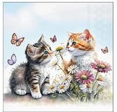 Ambiente Servetten 20pcs / 33 x 33cm, Kittens in flower field