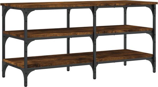 vidaXL Schoenenbankje - 100x38,5x49 cm - Bewerkt Hout - Gerookt Eikenkleurig