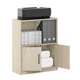 Furinno GRUEN Boekenplank, boekenkast met 2 niveaus, boekenkast met open plank met 2 deuren, opbergkast, 9,3 x 21,8 x 27, voor woonkamer, slaapkamer, thuiskantoor, Metropolitan Pine
