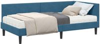 vidaXL Cadre de lit d'angle avec matelas bleu velours 80 x 200 cm