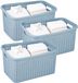 Plasticforte Panier à linge - 3x - 35 litres - rotin - bleu - plastique