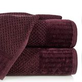 Eurofirany Handdoek katoen zachte eenvoudige badstof borduursel set 6 stuks Oeko-Tex, Bordeaux, 50X90 cm