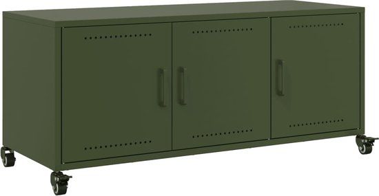 vidaXL Tv-meubel 100,5x39x43,5 cm staal olijfgroen