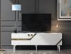 Hanah Home Elegante tv-standaard, wit en goud, 150 cm x 49 cm x 30 cm, 100% melamine gecoat deeltjesbord, 18 mm dik, stijlvolle opslag voor moderne woonruimtes