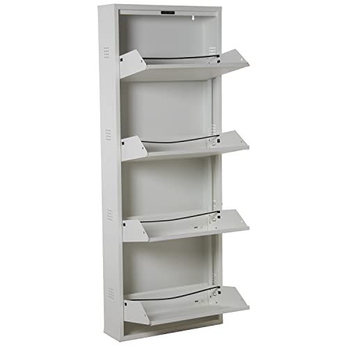 DRW Schoenenkast met 4 laden en ventilatie - wit - 50 x 15 x 136 cm