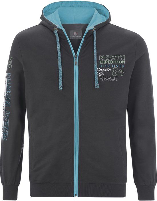 Jan Vanderstorm heren Sweatvest - 56/58 - donkergrijs - Plus Size