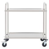 vidaXL Keukentrolley 2-laags 96,5x55x90 cm roestvrij staal