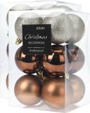 Christmas Decoration Koopman International 24x stuks kerstballen mix herfstkleuren glans/mat/glitter kunststof diameter 6 cm - Kerstboom versiering