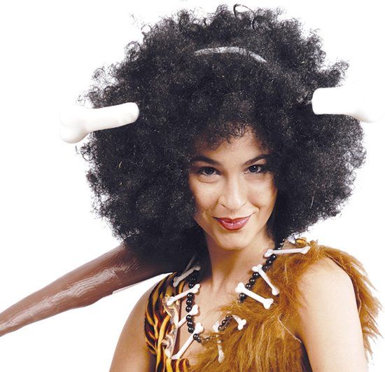 Guirca Verkleed haardecoratie bot op clip - holbewoner thema party - Carnaval haar accessoires