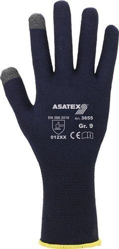 Asatex Smartphone fijn gebreide handschoen | maat 7 donkerblauw | Drager: Katoen, elastan | EN 388 PSA-categorie II | 12 stuks - 3655/7