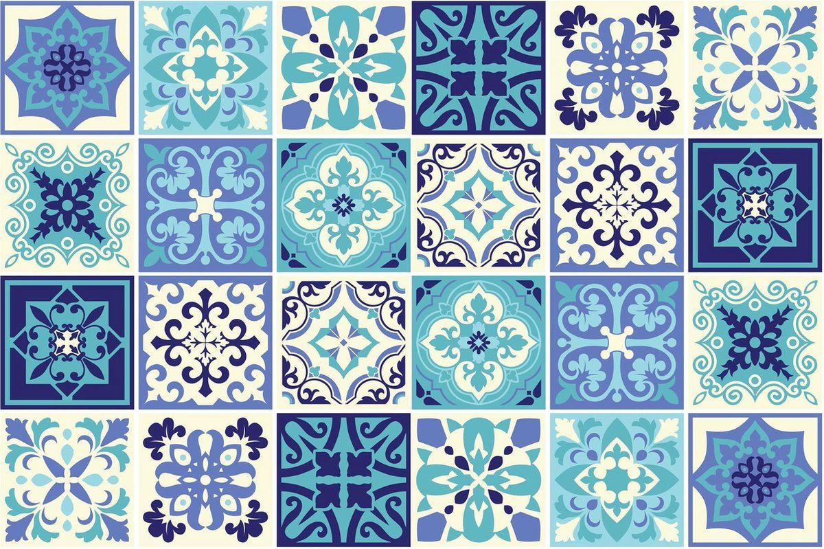Walplus Daliah Muursticker - 15 cm - PVC - Blauw/Wit - 24 stuks
