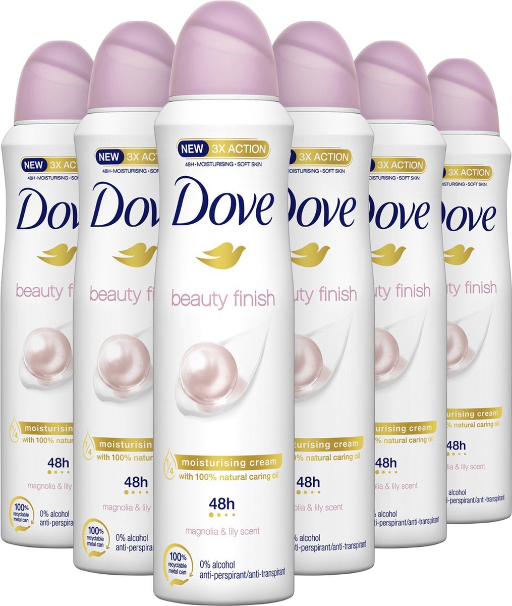 Dove Beauty Finish Anti-transpirant Deodorant - 6 x 150 ml - Voordeelverpakking