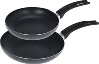 Excellent Houseware Koekenpannen set in 2 formaten - antraciet - Dia 20 en 24 cm - aluminium