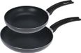 Excellent Houseware Koekenpannen set in 2 formaten - antraciet - Dia 20 en 24 cm - aluminium