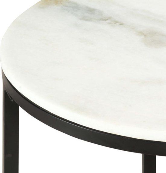 vidaXL Salontafel Ø50 cm echt massief marmer wit en zwart