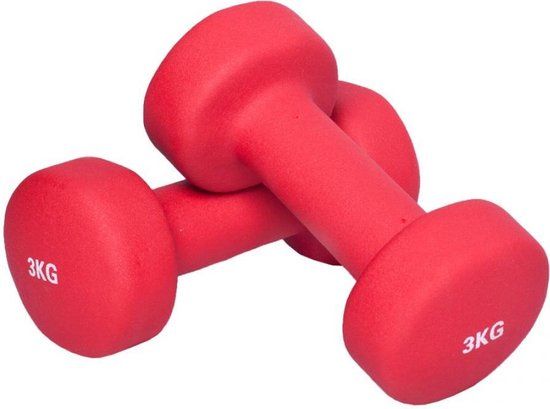 Gorilla Sports Dumbells - Halterset - Aerobics - Vinyl - 6 kg (2 x 3 kg) - Rood