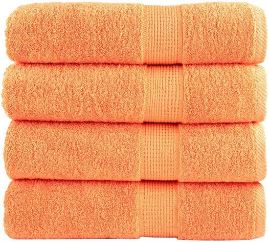 vidaXL Badhanddoeken SOLUND 4 stuks 600 g/m² 100x150 cm Oranje Katoen