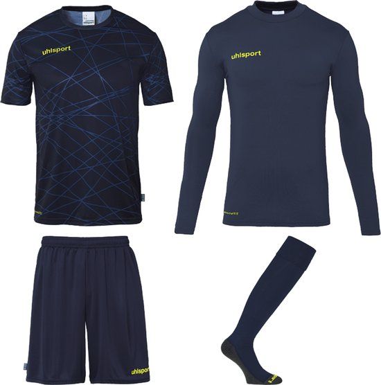 Uhlsport Prediction Keeperset Heren - Marine / Fluogeel - Maat M