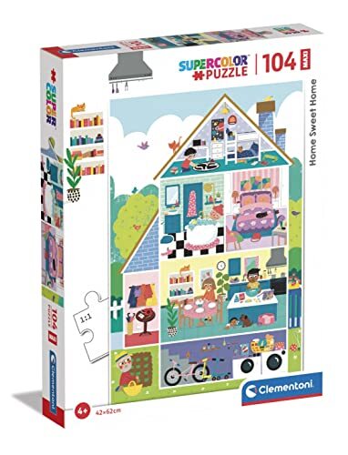 Clementoni - Supercolor Home Sweet Home 104 stuks kinderen 4 jaar, puzzel cartoons Made in Italy, meerkleurig, 23775