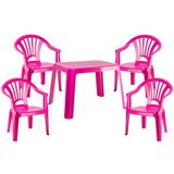Plastique ensemble de jardin pour enfants table avec 4 chaises rose