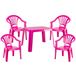 Plastique ensemble de jardin pour enfants table avec 4 chaises rose