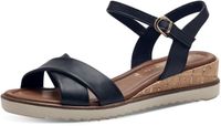 Tamaris - Dames Sandalen met Sleehak - Blauw - Maat 37