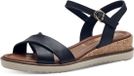 Tamaris - Sandale à talon compensé pour femme - Bleu - Taille 37
