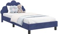 vidaXL Kinderen bedframe met hoofdboard Politieblauw 90 x 200 cm