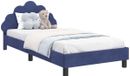 vidaXL Kinderen bedframe met hoofdboard Politieblauw 90 x 200 cm