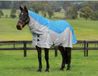Weatherbeeta Comfitec Dual Shield Detach-A-Neck Tapis anti-mouches pour chevaux avec couvre-nuque amovible, 600D, PVC, Bleu/Gris, Taille 175