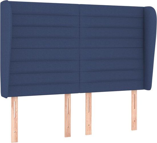 vidaXL Hoofdbord met randen 147x23x118/128 cm stof blauw