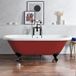 Legend Baignoire îlot rétro à bord roulé – 179,5 cm x 78,5 cm – Rouge (Saffron Red) - Pieds noirs