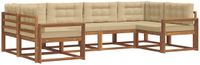 vidaXL - Bank loungeset - 6 zitplekken - Natuurlijk en beige - Acacia hout