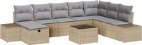 vidaXL Tuinbank Set Beige Poly Rattan