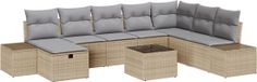 vidaXL Tuinbank Set Beige Poly Rattan