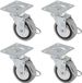 AMIG Set van 4 meubelwielen model 2503 met rem, met plaat en kogellager, afmetingen: 40 mm, maximale belasting per wiel: 17 kg, van rubber, grijs