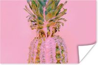 PosterMonkey Poster Ananas Roze Zomer - 60x40 cm - Papier - Rechthoek