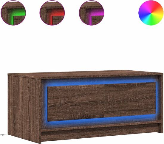 vidaXL Salontafel met LED-verlichting, bewerkt hout, bruin eikenkleur