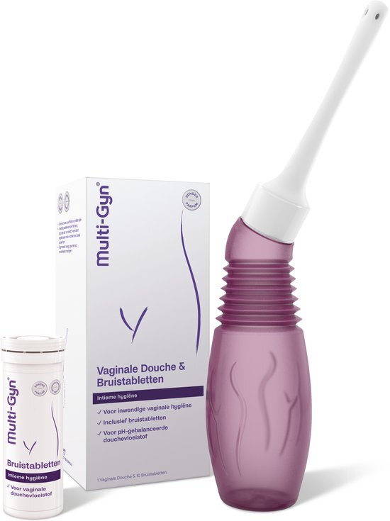 Multi-Gyn Vaginale Douche &amp; 10 Bruistabletten - Vaginale Douche voor Intieme Hygiene, Intieme Verzorging voor optimale Vaginale Gezondheid, te gebruiken tegen afscheiding, jeuk en irritatie, Vaginale Douche spoelt schoon op effici&#235;nte en milde wijze