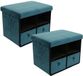 Home Deco Factory Poef/hocker storage - 2x - opvouwbaar - stof - opbergbox - groen - polyester/mdf - 38 x 50 cm