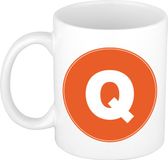 Bellatio Decorations Shoppartners Bv Koffie mok met de letter Q - beker - oranje - 300 ml