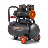 VEVOR Silent Persluchtcompressor, 18 liter, 2800 omw/min, 900 W (1,2 pk) 3,5 MPa, olievrije 70dB fluistercompressor met wielen, drukvat 6-8 bar, autoreparaties, spuitlak, houtbewerking
