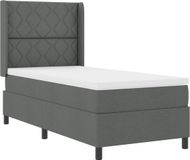 vidaXL LED Boxspringbed met hoofdeinde Donkergrijs 90 x 200 cm Stof