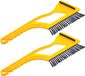 Prosperplast 2x stuks ijskrabber/raamkrabber auto met borstel en rubberen trekker - Geel - Kunststof - 12 x 40 cm - Ruitenkrabber