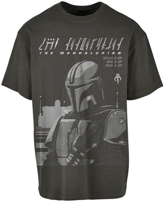 Star Wars The Mandalorian - Mando Heren Oversized T-shirt - grijs - XL