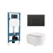 QeramiQ Dely Swirl Toiletset - inbouwreservoir Qeramiq Flush - slim zitting - kunststof mat zwarte bedieningsplaat - rechthoekige knoppen - mat wit